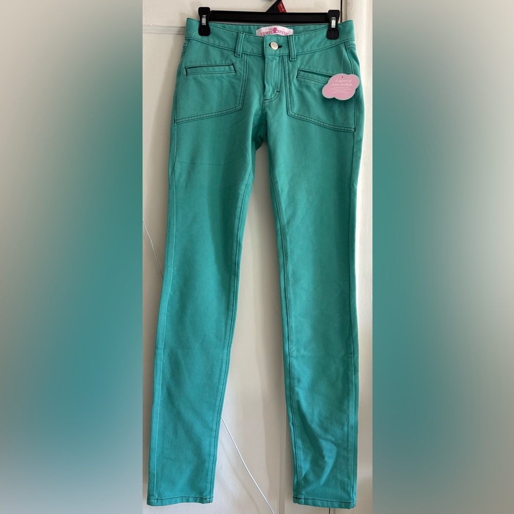 Chic Women's Green Skinny Jeans - Picture 1 of 5